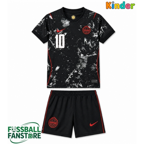 Kanada Jonathan David #10 Replik Auswärtstrikot Kinder WM 2026 Kurzarm (+ Kurze Hosen)